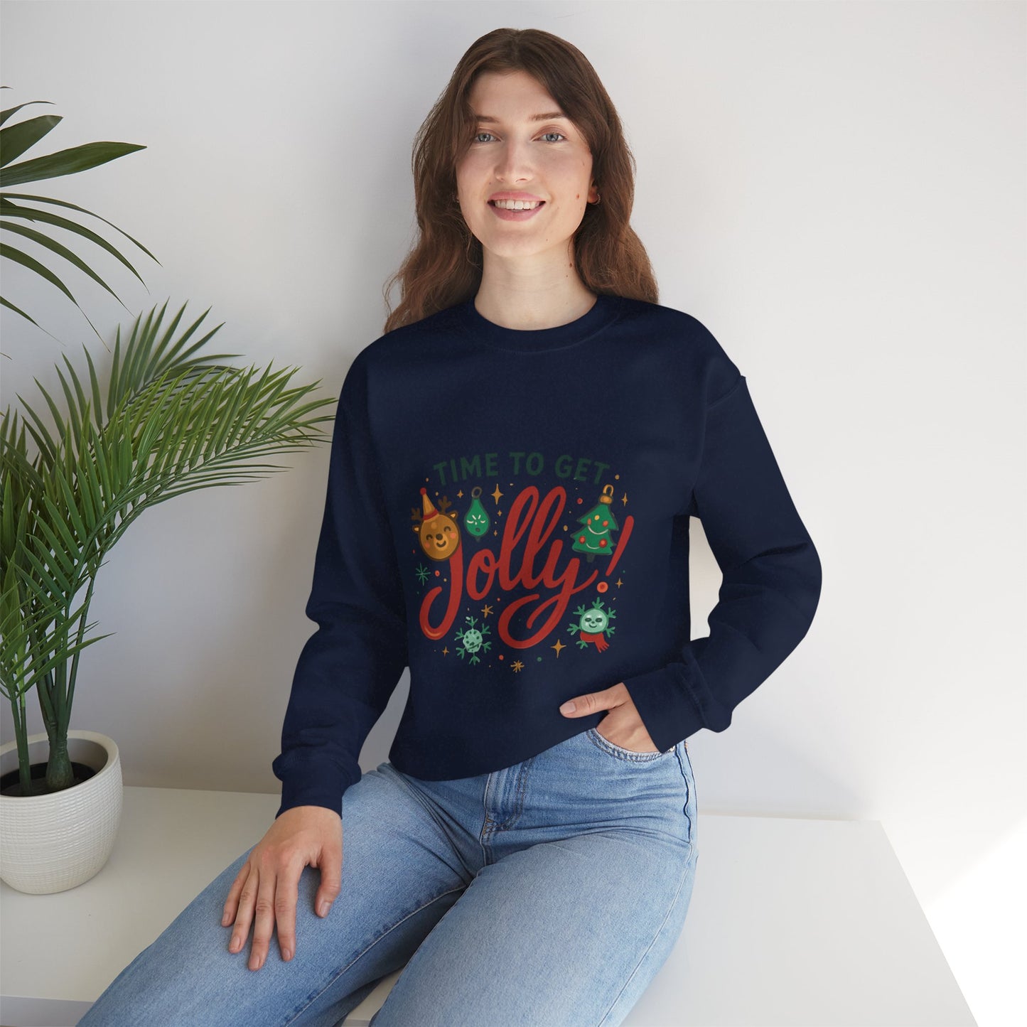 Holiday Sweatshirt - "Time to Get Jolly!" Christmas Crewneck