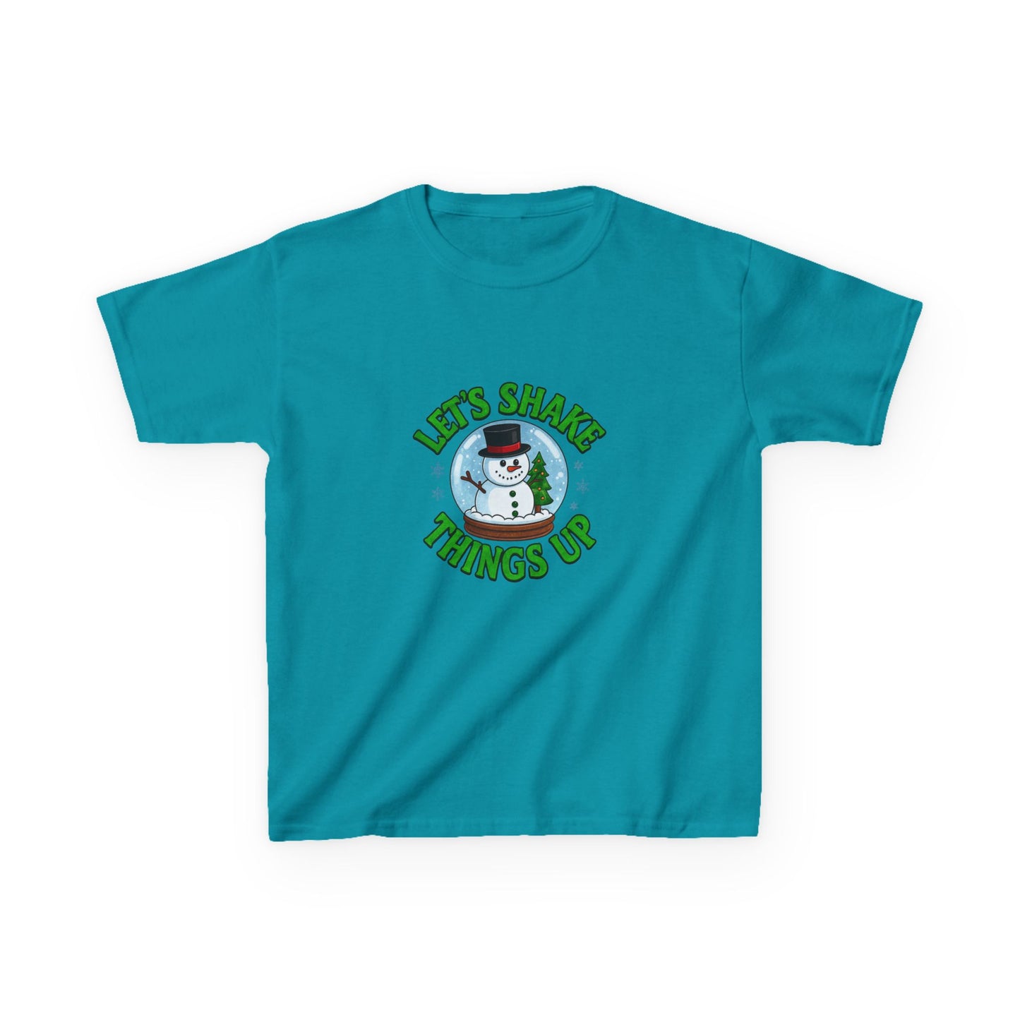 Snowman Dino Globe Kids Christmas Tee