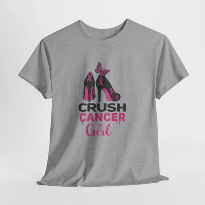 Crush Cancer Girl Tee: High Heels, Pink Ribbon, Hope