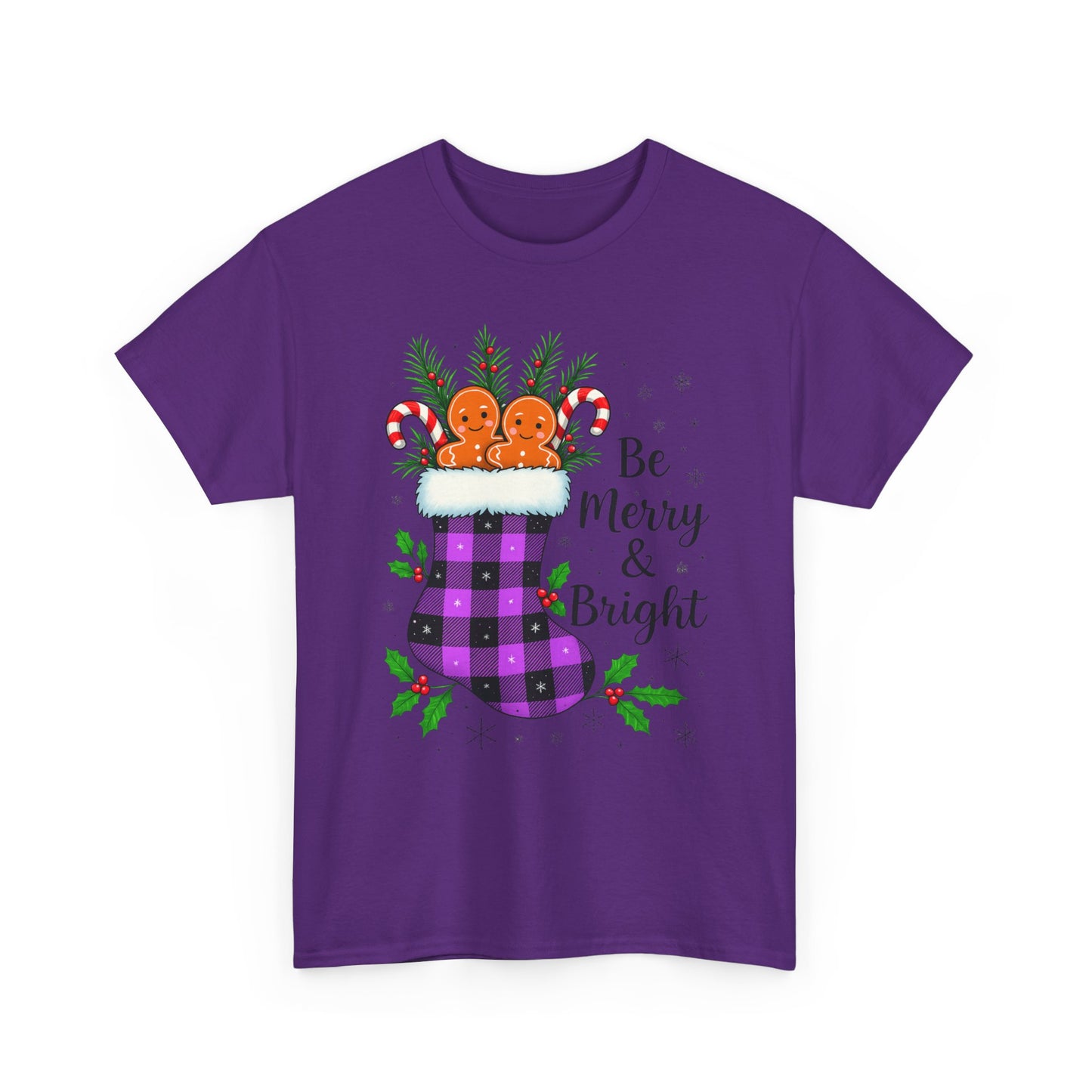 Buffalo Plaid Stocking Unisex Tee - Be Merry & Bright