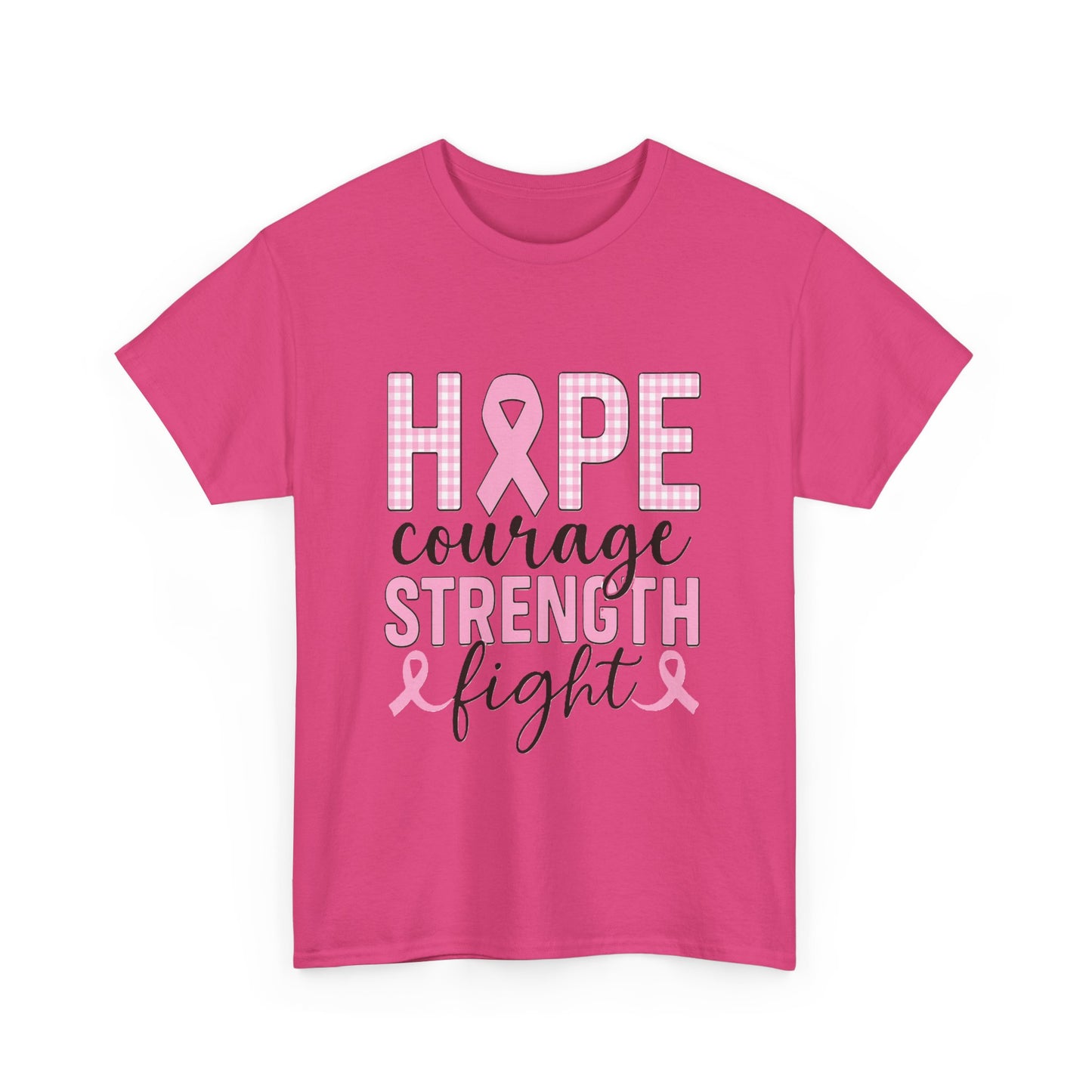 Hope, Courage & Strength Pink Ribbon Awareness Tee