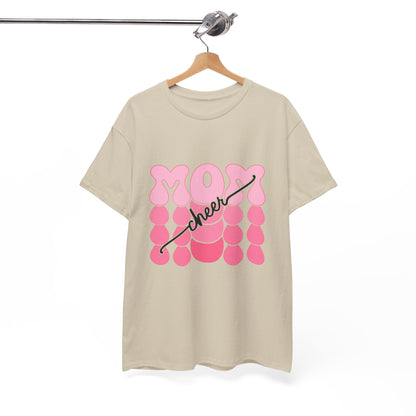 MOM Cheer – Pink Bubble Letter Spirit Tee