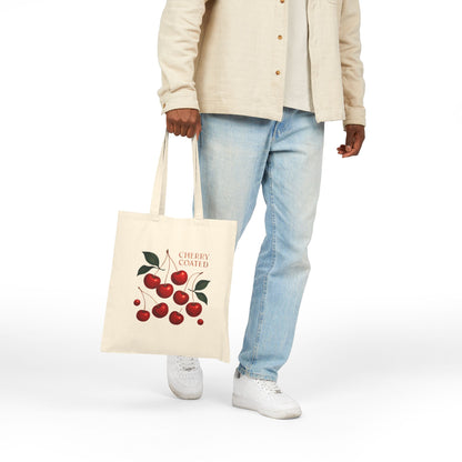 Cherry Coated Canvas Tote — Retro Cherry Grocery & Market Bag
