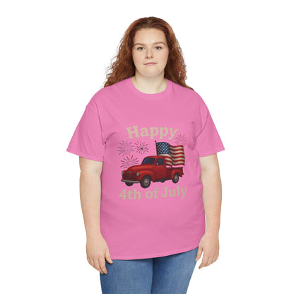 🚙 Happy 4th of July Truck Tee – Patriotic Vintage Pickup Shirt
