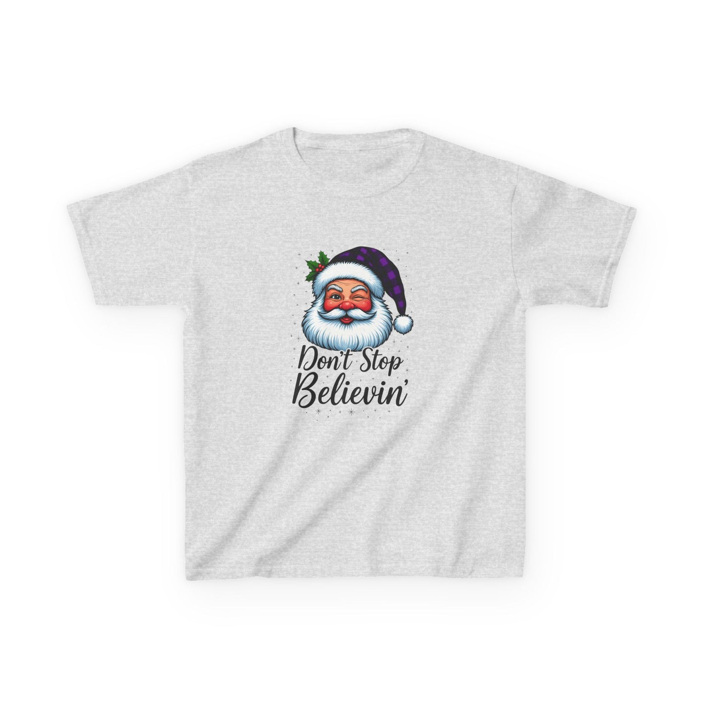 Santa Dino Believin' Kids Tee - Christmas Fun!