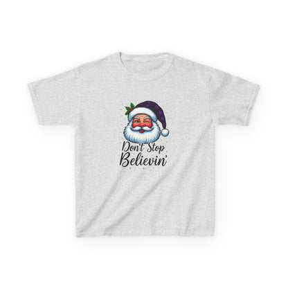 Santa Dino Believin' Kids Tee - Christmas Fun!