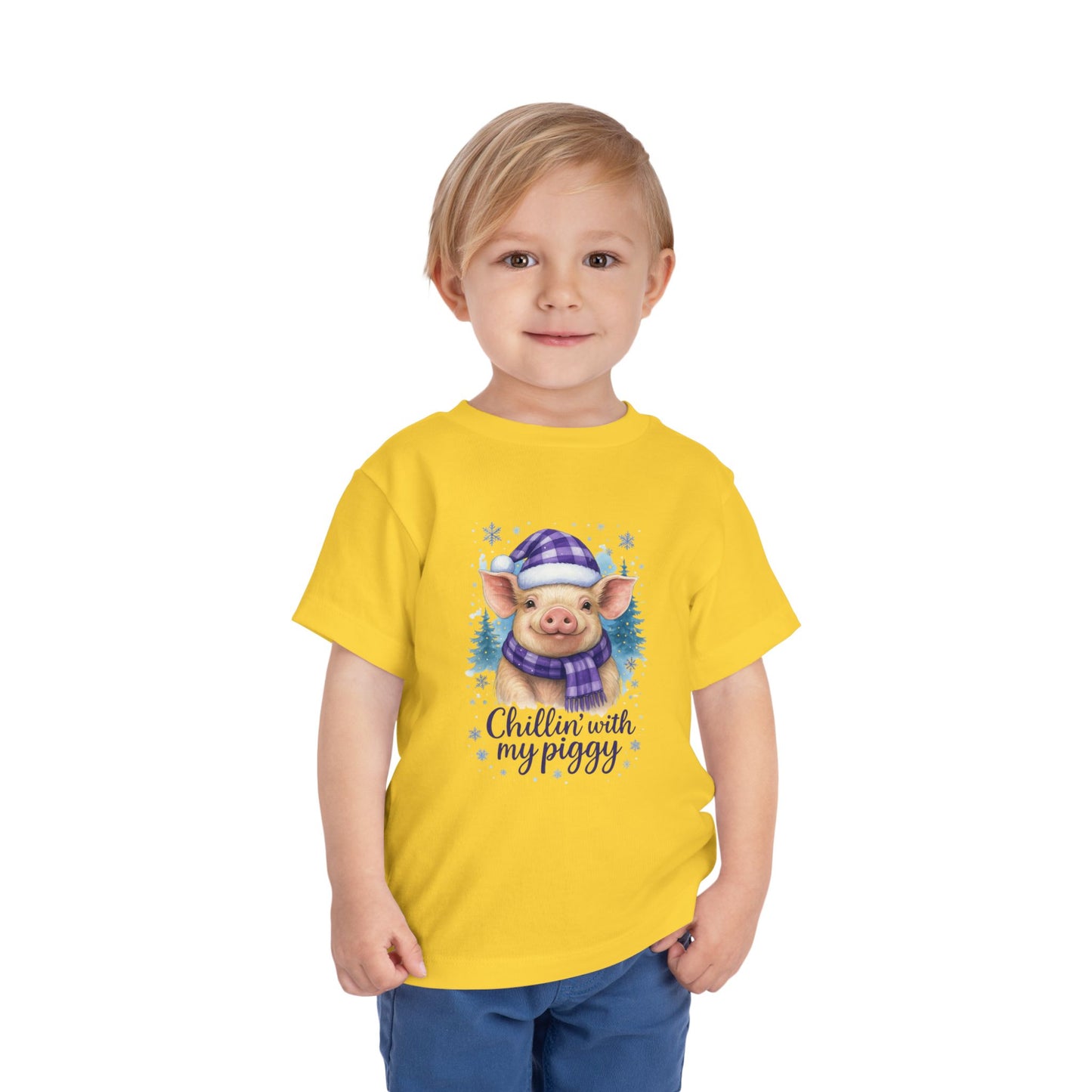 Chillin' Piggy Toddler Christmas Tee