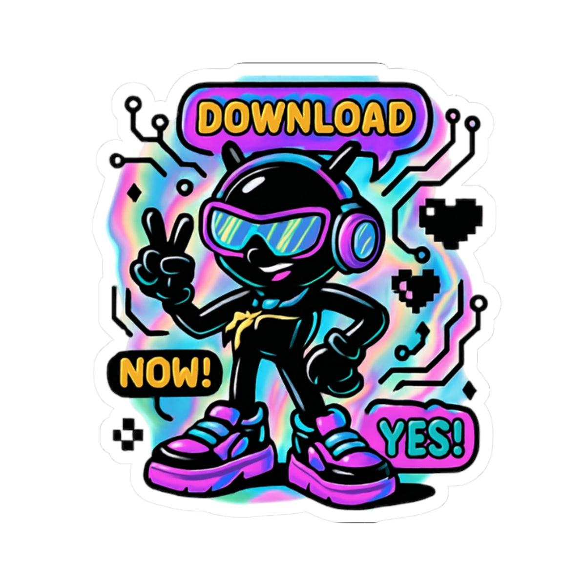 Download Now! Cyber Mascot Kiss-Cut Sticker