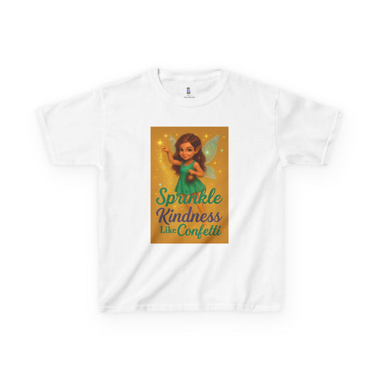 Sparkle Kindness Kids Cotton Tee - Whimsical Fairy Design, Perfect Birthday Gift, Playtime Apparel, Encouraging Message, Kids Fashion