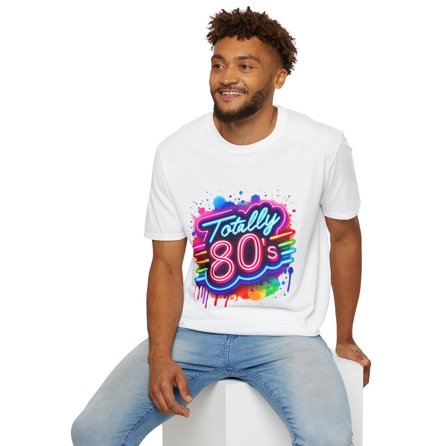 Totally 80s Unisex Softstyle T-Shirt – Retro Vintage Tee, Nostalgic Gift, Party Shirt, Perfect for 80s Theme Events, Festival Wear