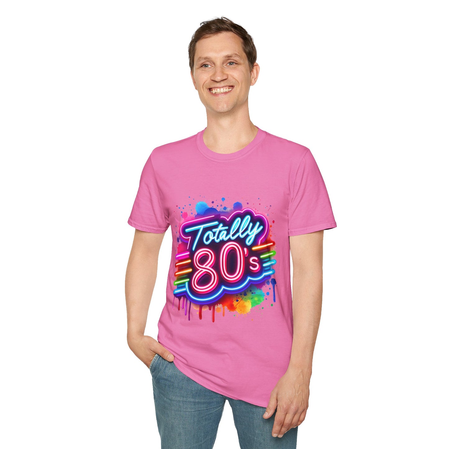 Totally 80s Unisex Softstyle T-Shirt – Retro Vintage Tee, Nostalgic Gift, Party Shirt, Perfect for 80s Theme Events, Festival Wear