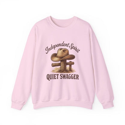 Crewneck Sweatshirt — "Independent Spirit, Quiet Swagger" Western Hat Graphic