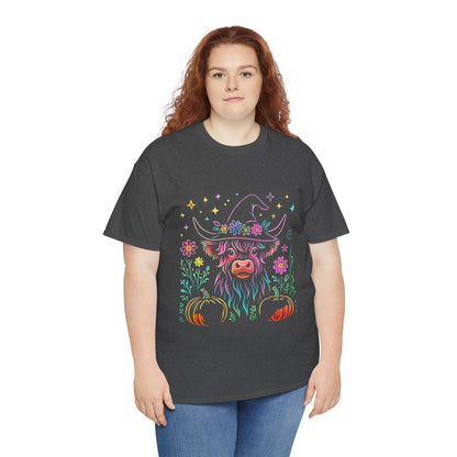 🎃 Magical Highland Cow Tee – Witchy Pumpkin Farm Shirt