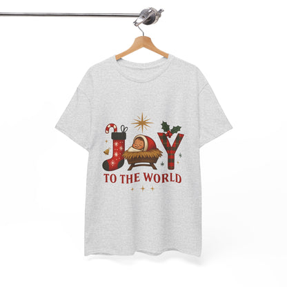Christmas Joy Unisex Tee with Baby Jesus Illustration