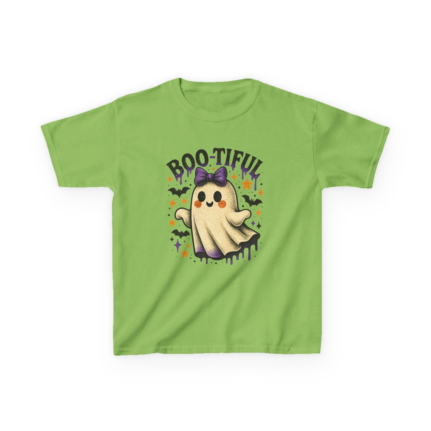 Boo-tiful Ghost Halloween Tee - Kids' Retro Graphic