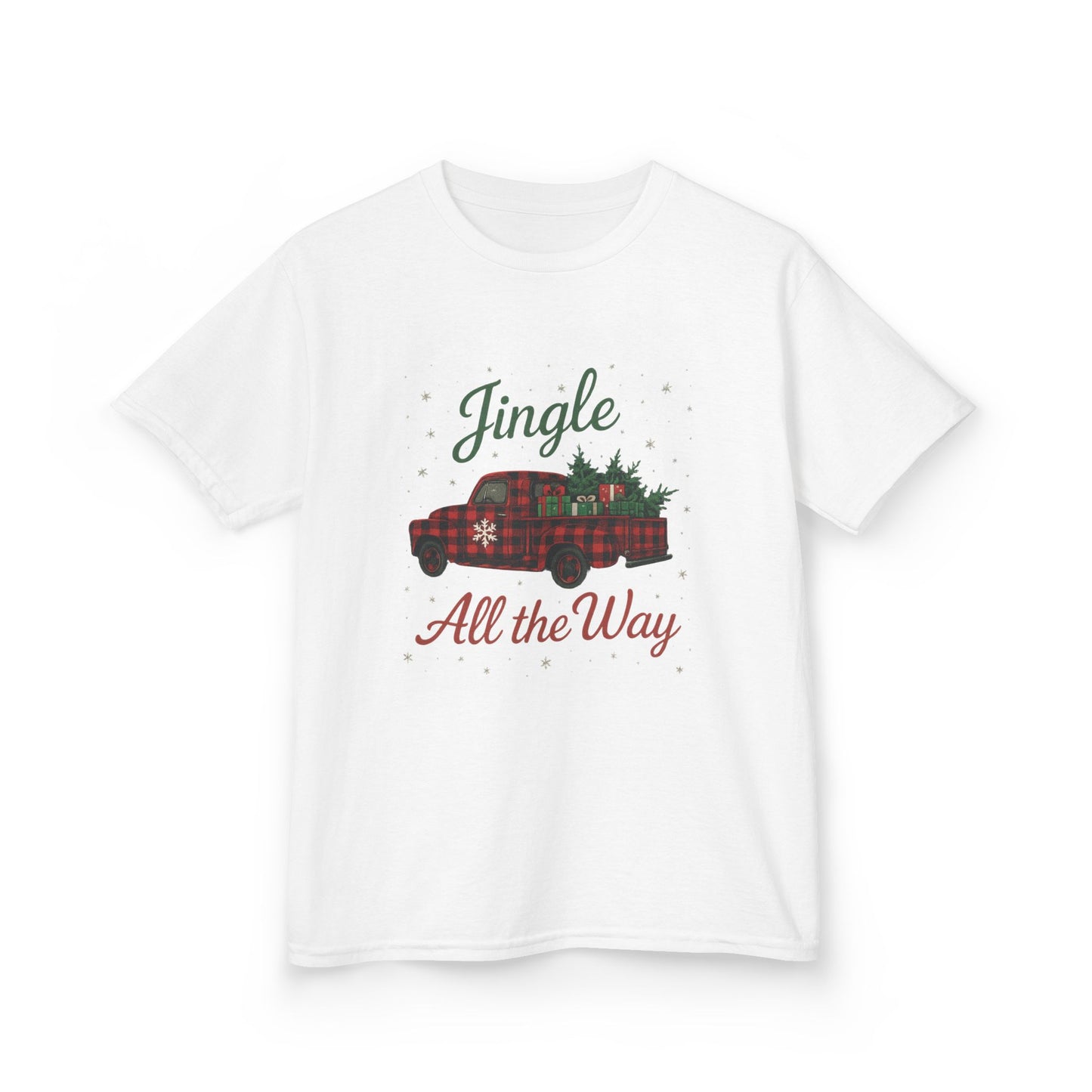 Jingle All The Way Dino Truck Kids Christmas Tee