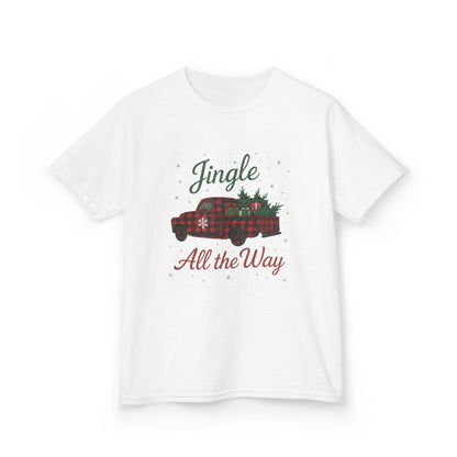 Jingle All The Way Dino Truck Kids Christmas Tee
