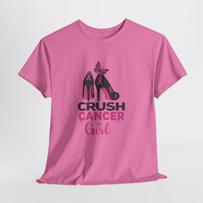 Crush Cancer Girl Tee: High Heels, Pink Ribbon, Hope