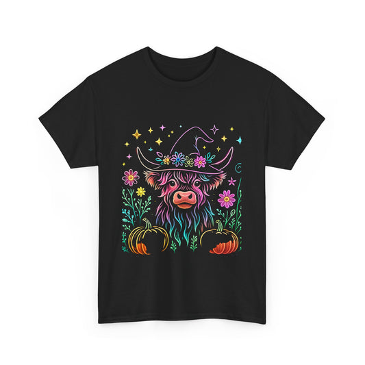 🎃 Magical Highland Cow Tee – Witchy Pumpkin Farm Shirt