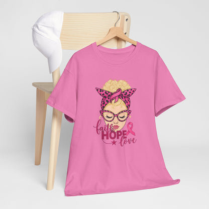Hope Love Pink Ribbon Tee - Breast Cancer Awareness
