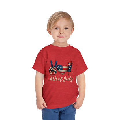 4th of July Peace & Heart Tee: Patriotic Toddler Shirt