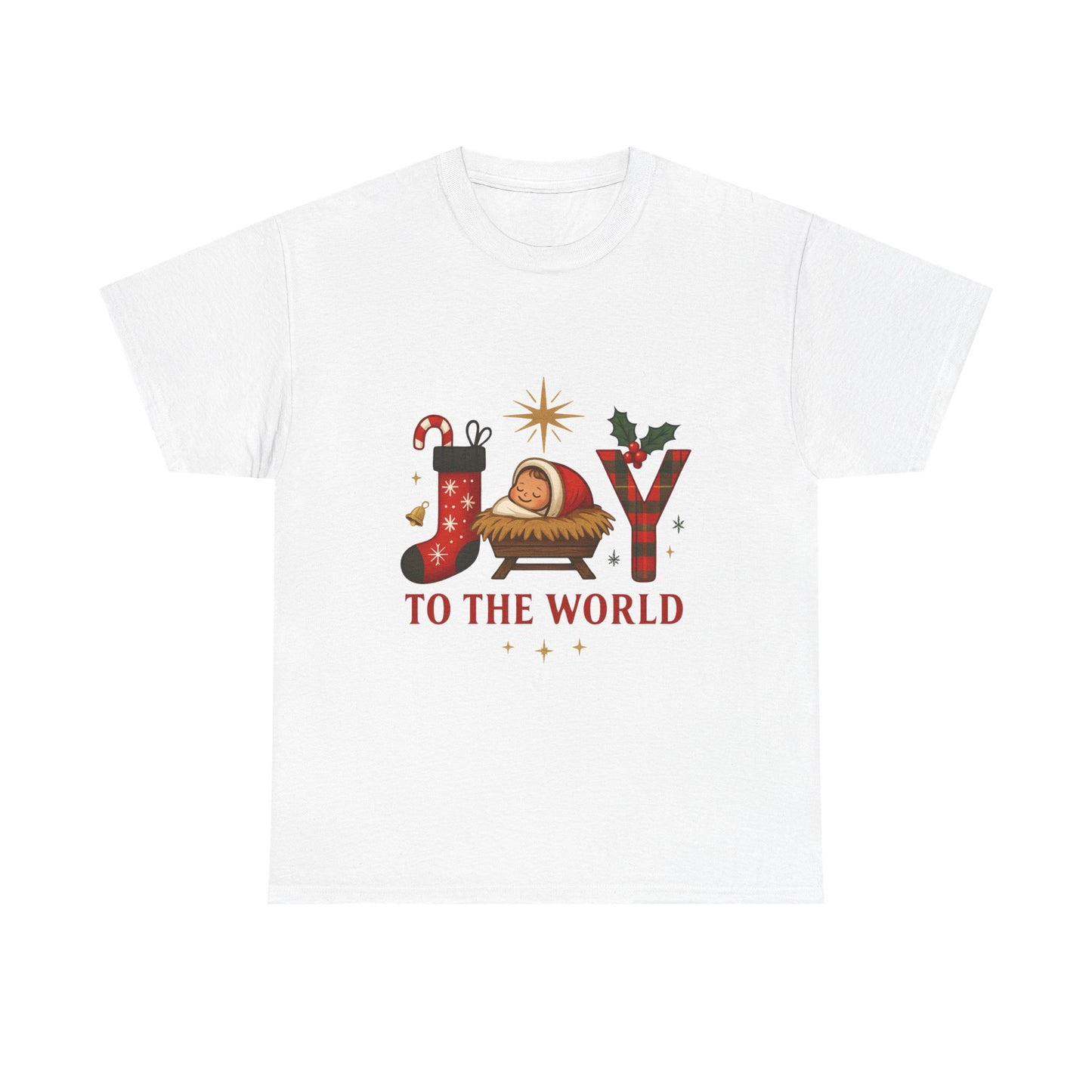 Christmas Joy Unisex Tee with Baby Jesus Illustration