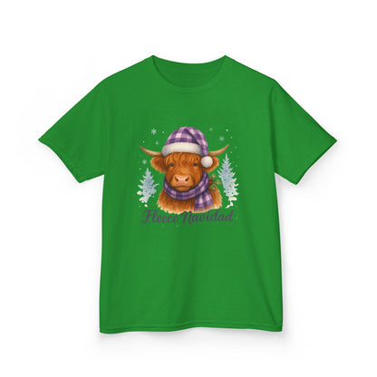 Fleece Navidad Highland Cow Kids Christmas Tee