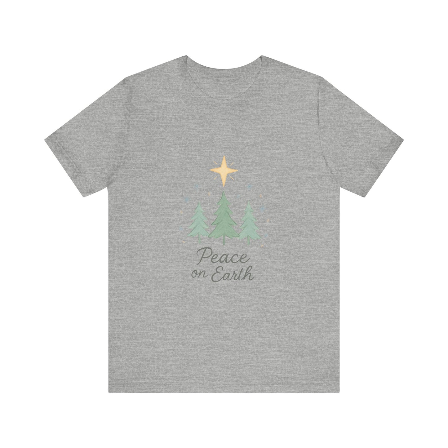 Peace on Earth Christmas Tee — Holiday Pine Tree Graphic Shirt