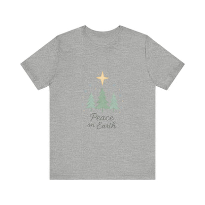 Peace on Earth Christmas Tee — Holiday Pine Tree Graphic Shirt