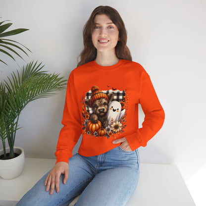 Cute Halloween Dog & Ghost Crewneck Sweatshirt