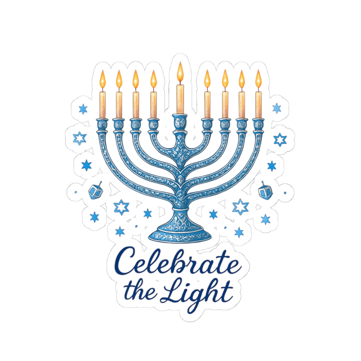 Hanukkah Menorah Sticker — "Celebrate the Light" Kiss-Cut Sticker