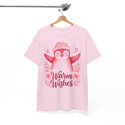 Warm Wishes Pink Penguin Tee - Holiday Tee