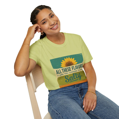 Sunflower Salty T-Shirt: Unisex Softstyle Tee for Sunshine Lovers, Casual Wear, Birthday Gift, Summer Vibes, Relaxed Style