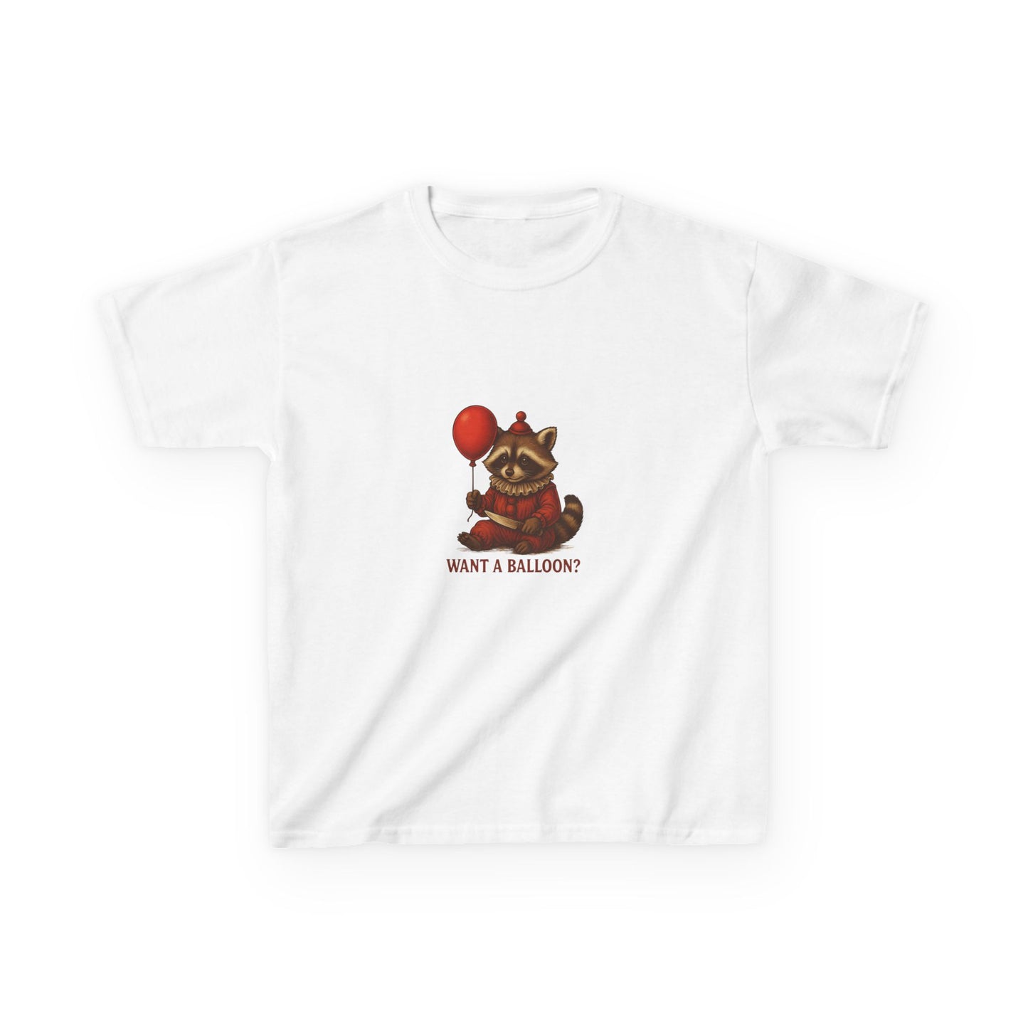 Creepy Clown Raccoon Kids' Tee - Want a Balloon?