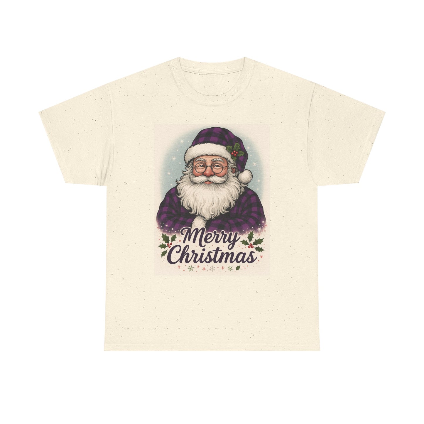 Retro Purple Plaid Santa