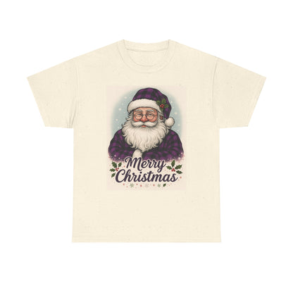 Retro Purple Plaid Santa