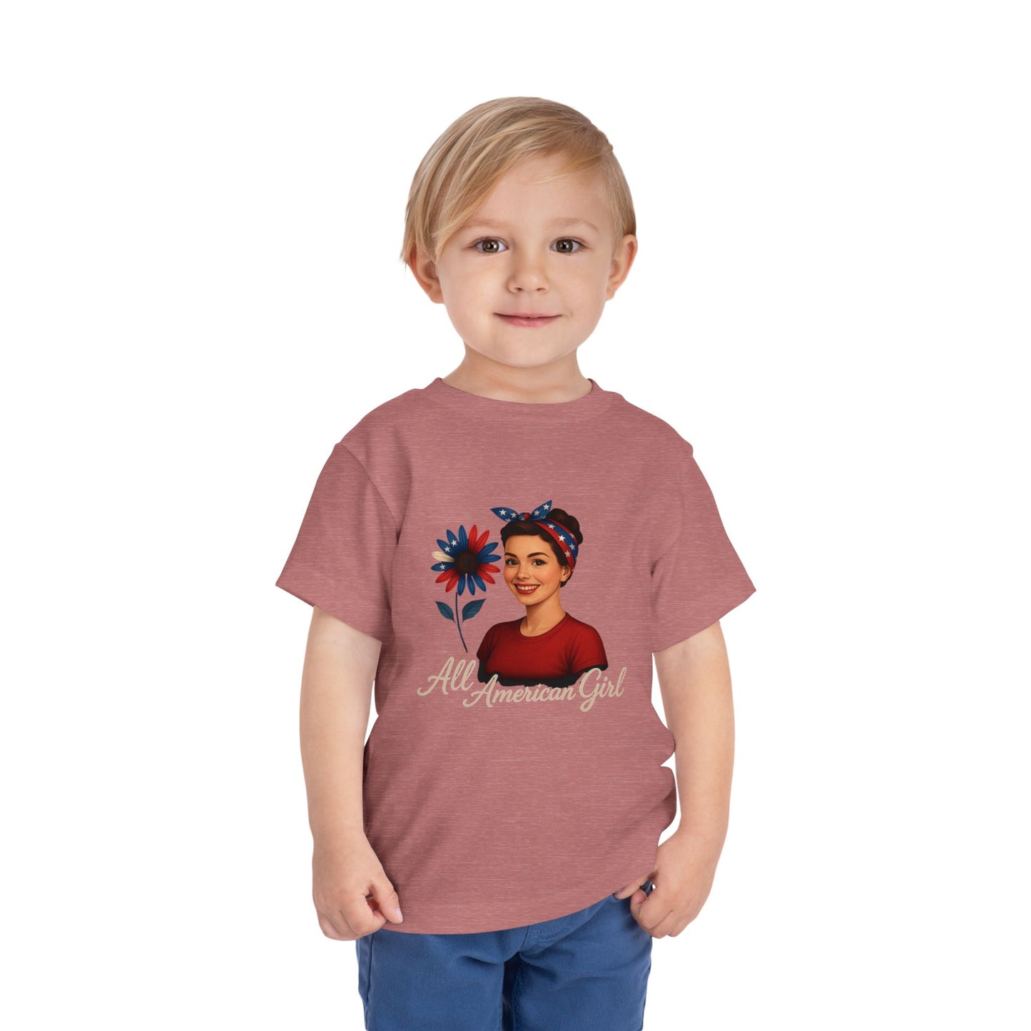 Toddler Tee All American Girl Patriotic Floral Shirt