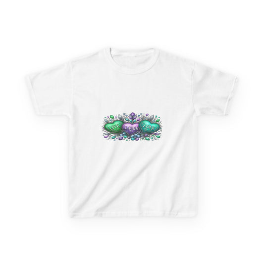 Live Laugh Love Dinosaur Heart Kids Christmas Tee