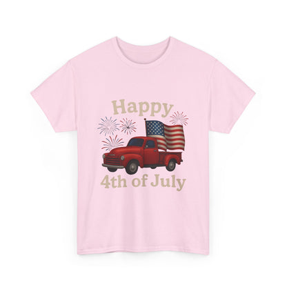 🚙 Happy 4th of July Truck Tee – Patriotic Vintage Pickup Shirt