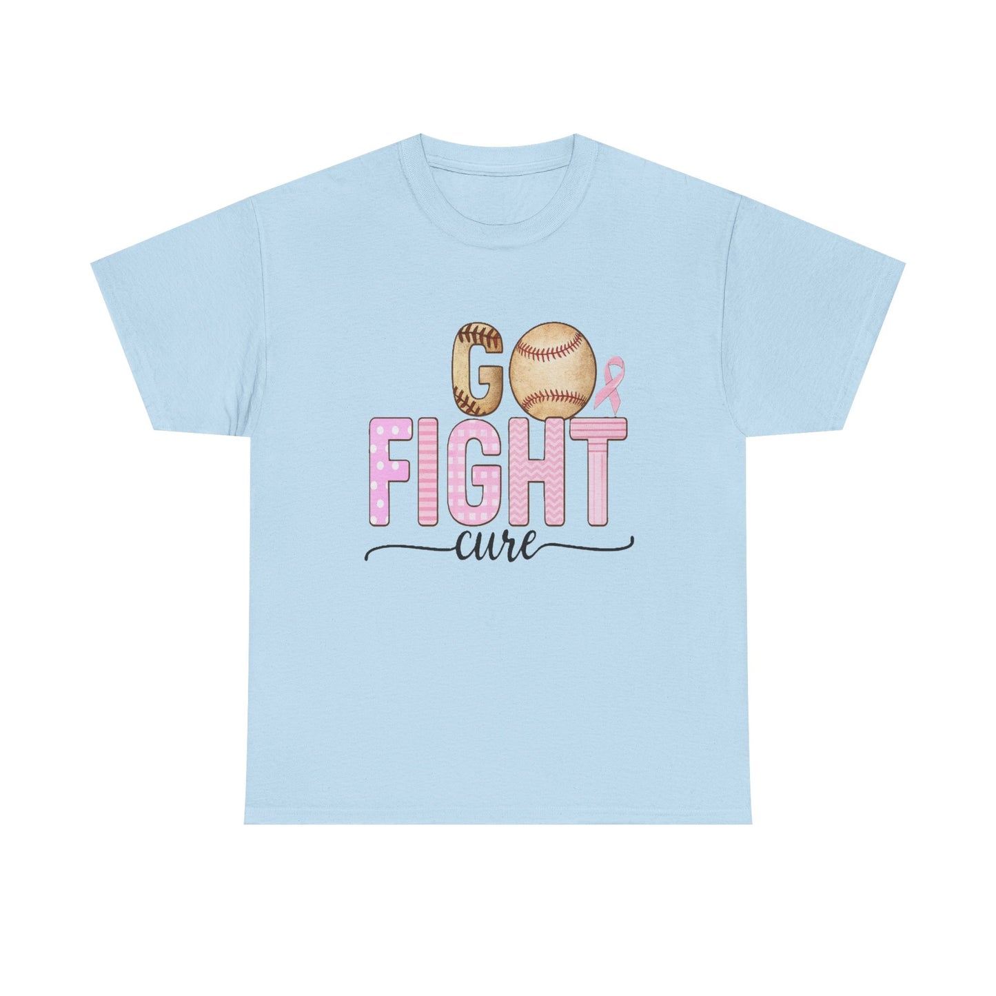 Go Fight Cure Baseball Pink Ribbon Awareness Tee