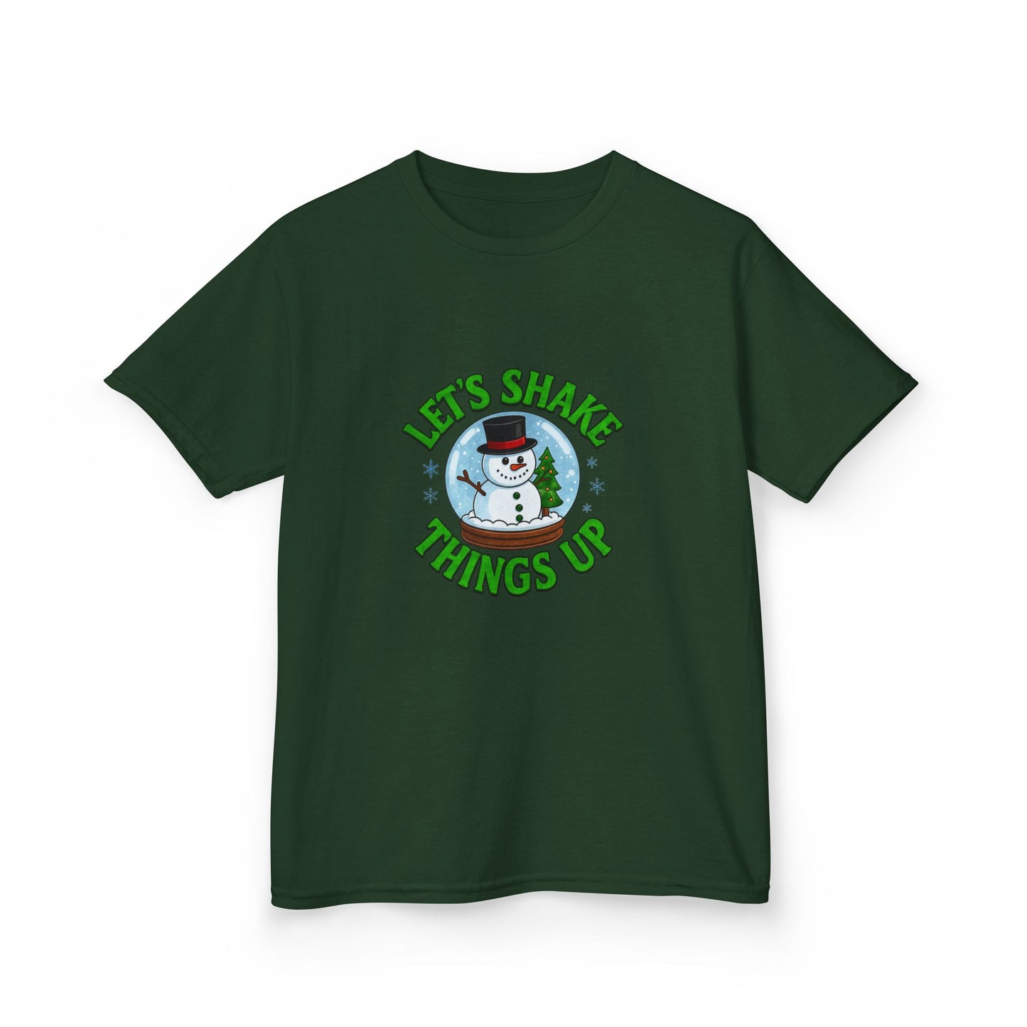 Snowman Dino Globe Kids Christmas Tee
