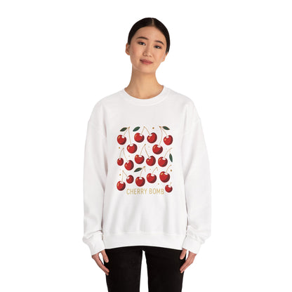 Cherry Bomb Crewneck Sweatshirt — Retro Cherry Graphic Pullover