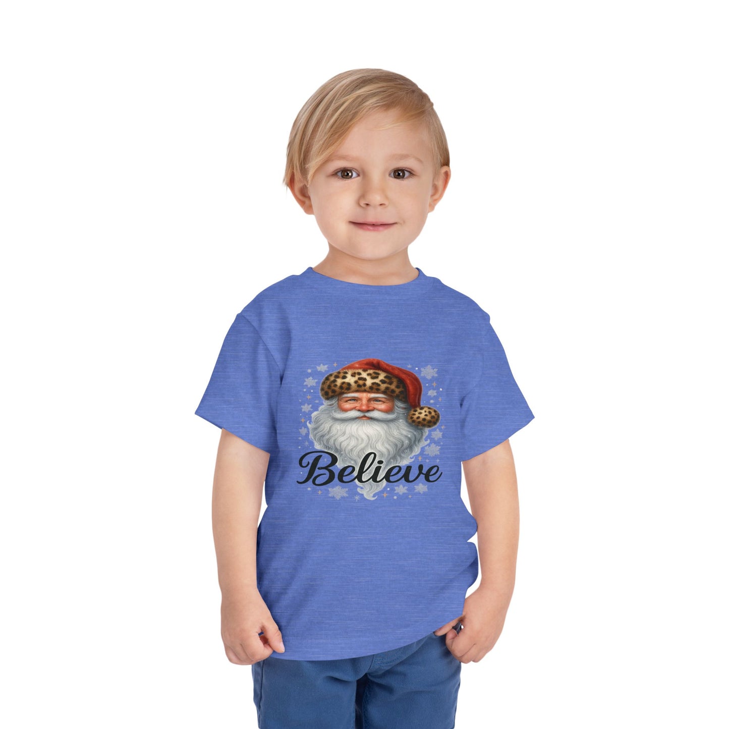 Believe Santa Leopard Print Toddler Christmas Tee