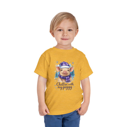 Chillin' Piggy Toddler Christmas Tee