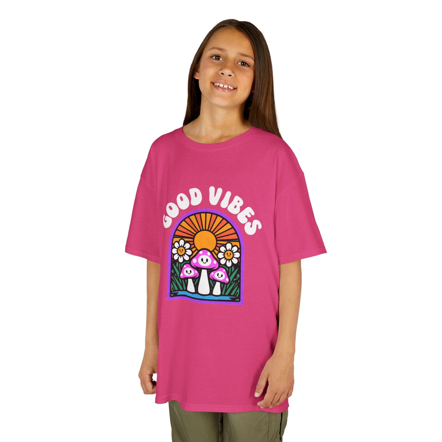Good Vibes Kids Tee, Fun Summer Shirt, Youth Graphic Tee, Playful Cotton T-Shirt, Gift for Kids, Festival Wear