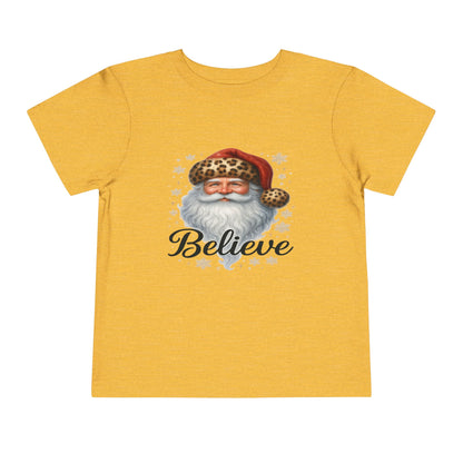 Believe Santa Leopard Print Toddler Christmas Tee