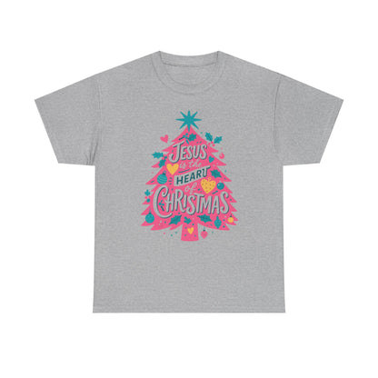 Jesus is the Heart of Christmas Pink Tree Tee
