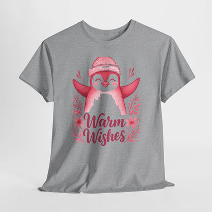 Warm Wishes Pink Penguin Tee - Holiday Tee
