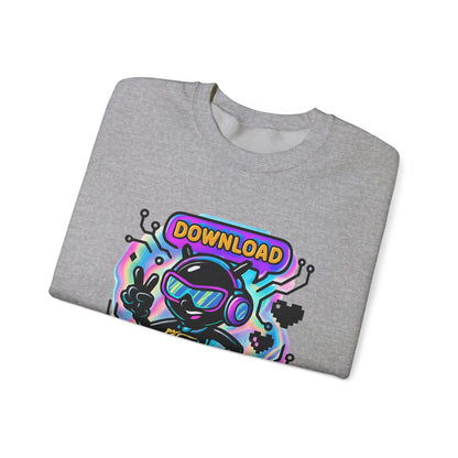 Retro Cyber Alien 'Download Now! Yes!' Crewneck Sweatshirt