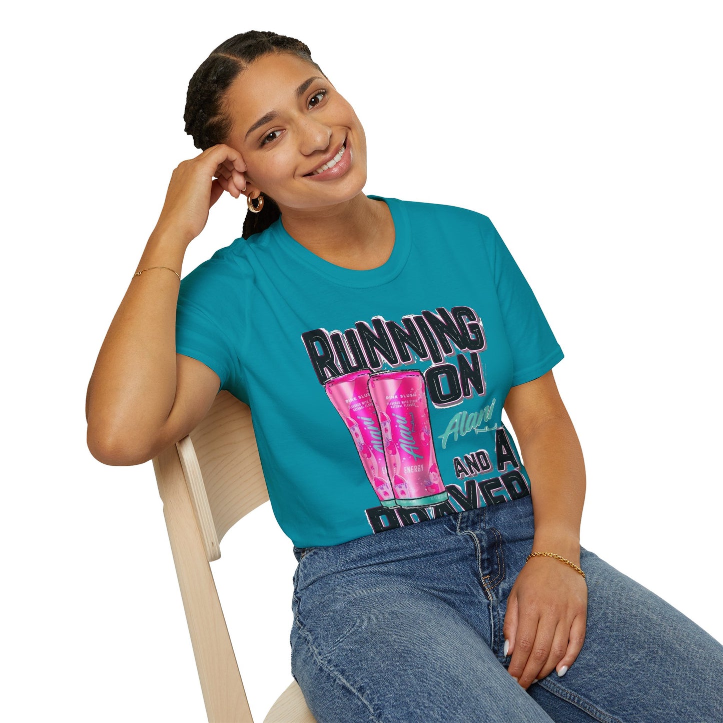 Running on a Prayer T-Shirt, Unisex Graphic Tee, Fun Casual Wear, Gift for Friends, Everyday Style, Faith-Inspired Apparel